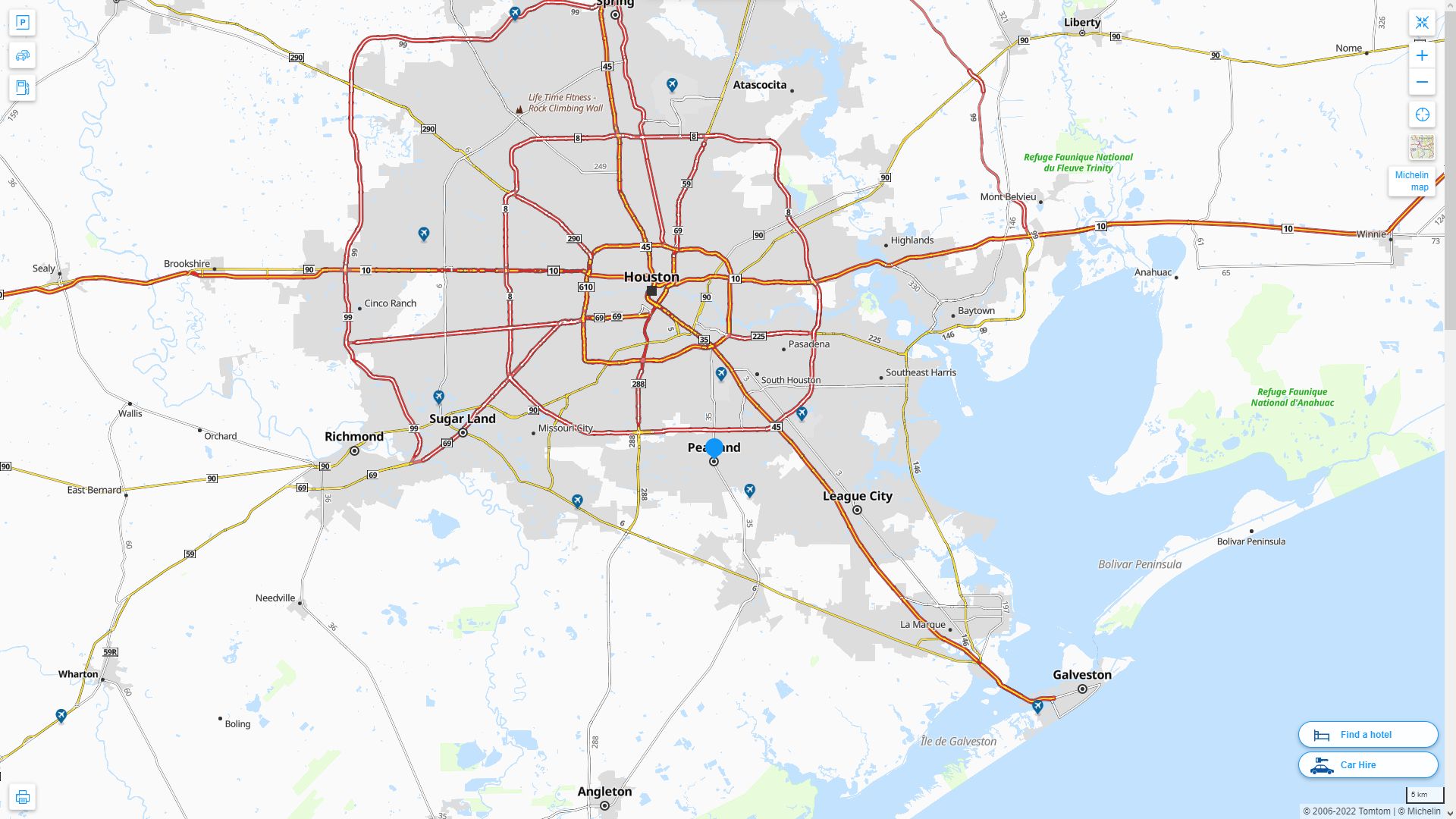 Pearland Texas Highway and Road Map